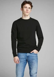 JACK & JONES Pullover JjeBasic Rundhals Strickpulli Oberteil Schwarz