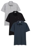 Next Poloshirt im 3er-Pack Dunkelblau/Blau/Dunkelgrau/Grau