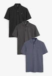 Next Poloshirt im 3er-Pack Dunkelblau/Grau/Dunkelgrau