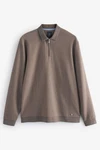 Next Langarm-Poloshirt (1-St) Braun/Grau/Beige