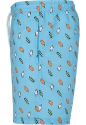 URBAN CLASSICS Badeshorts PatternSwim Shorts Hellblau/Grün/Blau