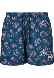 URBAN CLASSICS Badeshorts PatternSwim Shorts Blau/Dunkelblau