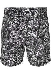 URBAN CLASSICS Badeshorts PatternSwim Shorts Schwarz/Creme/Grau/Weiß