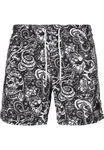 URBAN CLASSICS Badeshorts PatternSwim Shorts Schwarz/Creme/Grau/Weiß