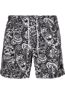 URBAN CLASSICS Badeshorts PatternSwim Shorts Schwarz/Creme/Grau/Weiß