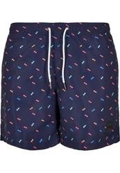 URBAN CLASSICS Badeshorts PatternSwim Shorts Dunkelblau/Rot/Mischfarben