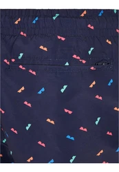 URBAN CLASSICS Badeshorts PatternSwim Shorts Dunkelblau/Rot/Mischfarben