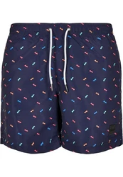 URBAN CLASSICS Badeshorts PatternSwim Shorts Dunkelblau/Rot/Mischfarben