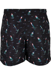 URBAN CLASSICS Badeshorts PatternSwim Shorts Schwarz/Dunkelblau/Mischfarben