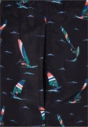URBAN CLASSICS Badeshorts PatternSwim Shorts Schwarz/Dunkelblau/Mischfarben