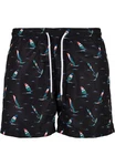 URBAN CLASSICS Badeshorts PatternSwim Shorts Schwarz/Dunkelblau/Mischfarben