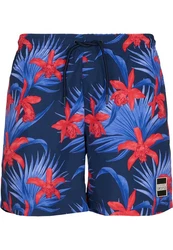URBAN CLASSICS Badeshorts PatternSwim Shorts blau/rot (TB2679)
