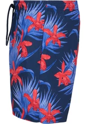 URBAN CLASSICS Badeshorts PatternSwim Shorts blau/rot (TB2679)
