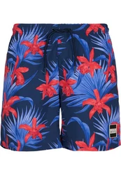 URBAN CLASSICS Badeshorts PatternSwim Shorts blau/rot (TB2679)
