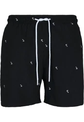 URBAN CLASSICS Badeshorts Embroidery Swim Shorts Dunkelblau/Schwarz/Blau