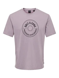 ONLY & SONS Rundhalsshirt ONSLAMER LIFE REG LOGO SS TEE Lila/Rosa