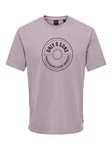ONLY & SONS Rundhalsshirt ONSLAMER LIFE REG LOGO SS TEE Lila/Rosa