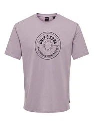 ONLY & SONS Rundhalsshirt ONSLAMER LIFE REG LOGO SS TEE Lila/Rosa