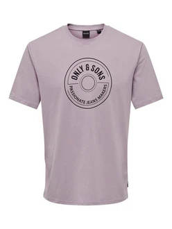 ONLY & SONS Rundhalsshirt ONSLAMER LIFE REG LOGO SS TEE Lila/Rosa