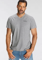 H.I.S V-Shirt (3-er Pack) Slim Fit Grau/Dunkelblau/Weiß
