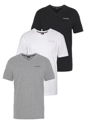 H.I.S V-Shirt (3-er Pack) Slim Fit Grau/Dunkelblau/Weiß