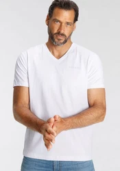 H.I.S V-Shirt (3-er Pack) Slim Fit Grau/Dunkelblau/Weiß