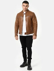 Tazzio Lederjacke A803 Herren Echtleder Braun/Dunkelbraun