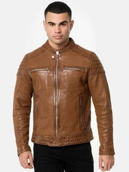 Tazzio Lederjacke A803 Herren Echtleder Braun/Dunkelbraun