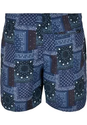 URBAN CLASSICS Badeshorts PatternSwim Shorts Dunkelblau/Blau