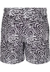 URBAN CLASSICS Badeshorts PatternSwim Shorts Creme/Dunkelblau/Lila/Weiß