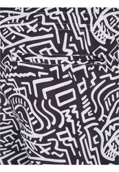 URBAN CLASSICS Badeshorts PatternSwim Shorts Creme/Dunkelblau/Lila/Weiß