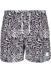 URBAN CLASSICS Badeshorts PatternSwim Shorts Creme/Dunkelblau/Lila/Weiß