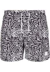URBAN CLASSICS Badeshorts PatternSwim Shorts Creme/Dunkelblau/Lila/Weiß