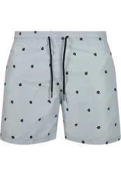 URBAN CLASSICS Badeshorts Embroidery Swim Shorts Grau/Blau/Hellblau