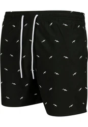 URBAN CLASSICS Badeshorts Embroidery Swim Shorts Schwarz/Dunkelgrün