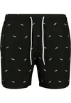 URBAN CLASSICS Badeshorts Embroidery Swim Shorts Schwarz/Dunkelgrün