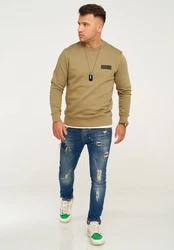 Jack & Jones Sweatshirt POPS SWEAT CREW NECK Dunkelgrün/Khaki/Beige
