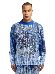 CARLO COLUCCI Sweatshirt Dematte Hellblau/Blau