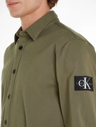 Calvin Klein Jeans Langarmhemd Monologo Badge Relaxed Shirt Dunkelgrün