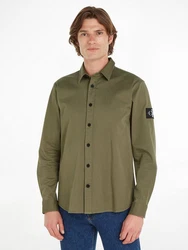 Calvin Klein Jeans Langarmhemd Monologo Badge Relaxed Shirt Dunkelgrün