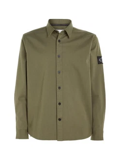 Calvin Klein Jeans Langarmhemd Monologo Badge Relaxed Shirt Dunkelgrün