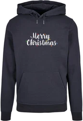 Merchcode Kapuzensweatshirt Ladies Merry Christmas Lights Box Tee Dunkelblau/Dunkelgrau/Grau