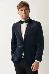 Sakko Gemustertes Samtsakko im Slim Fit (1-tlg)