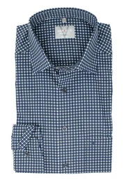 Businesshemd Businesshemd - Comfort Fit - Langarm - Muster - Dunkelblau/Wei