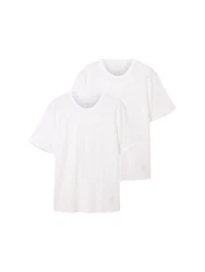 TOM TAILOR T-Shirt Basic T-Shirt (2-tlg) (6358) Weiß