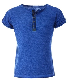 T-Shirt fr Herren Arena button vintage Look MT00023 mit Knopfleiste unifarben kurzarm slim fit