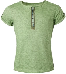 T-Shirt fr Herren Arena button vintage Look MT00023 mit Knopfleiste unifarben kurzarm slim fit