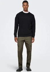 ONLY & SONS Cargohose ONSEDGE-ED CARGO LOOSE PANT Khaki/Dunkelgrün
