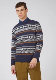 Poloshirt Fairisle Crew Rundhalsausschnitt