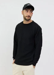 Denim Distriqt Strickpullover Schwarz/Braun